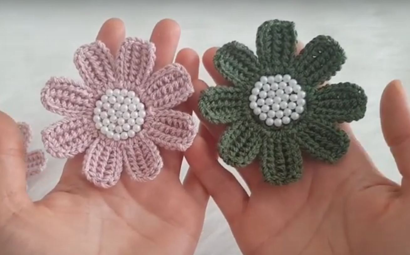 Crochet Flower With Beads We Love Crochet