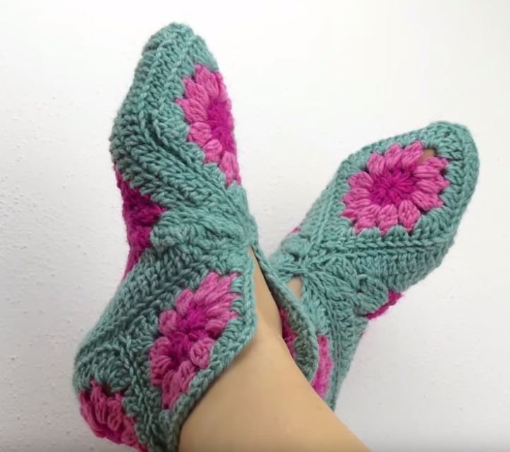 Crochet Granny Square Slippers - We Love Crochet