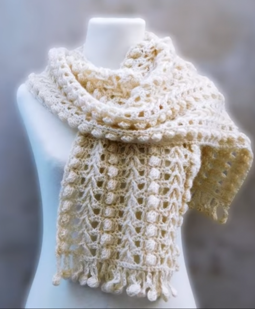 popcorn stitch scarf crochet