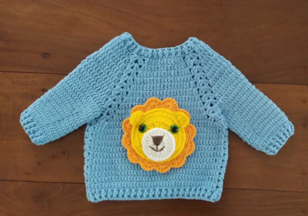 Crochet Lovely Baby Sweater With Lion Applique We Love Crochet