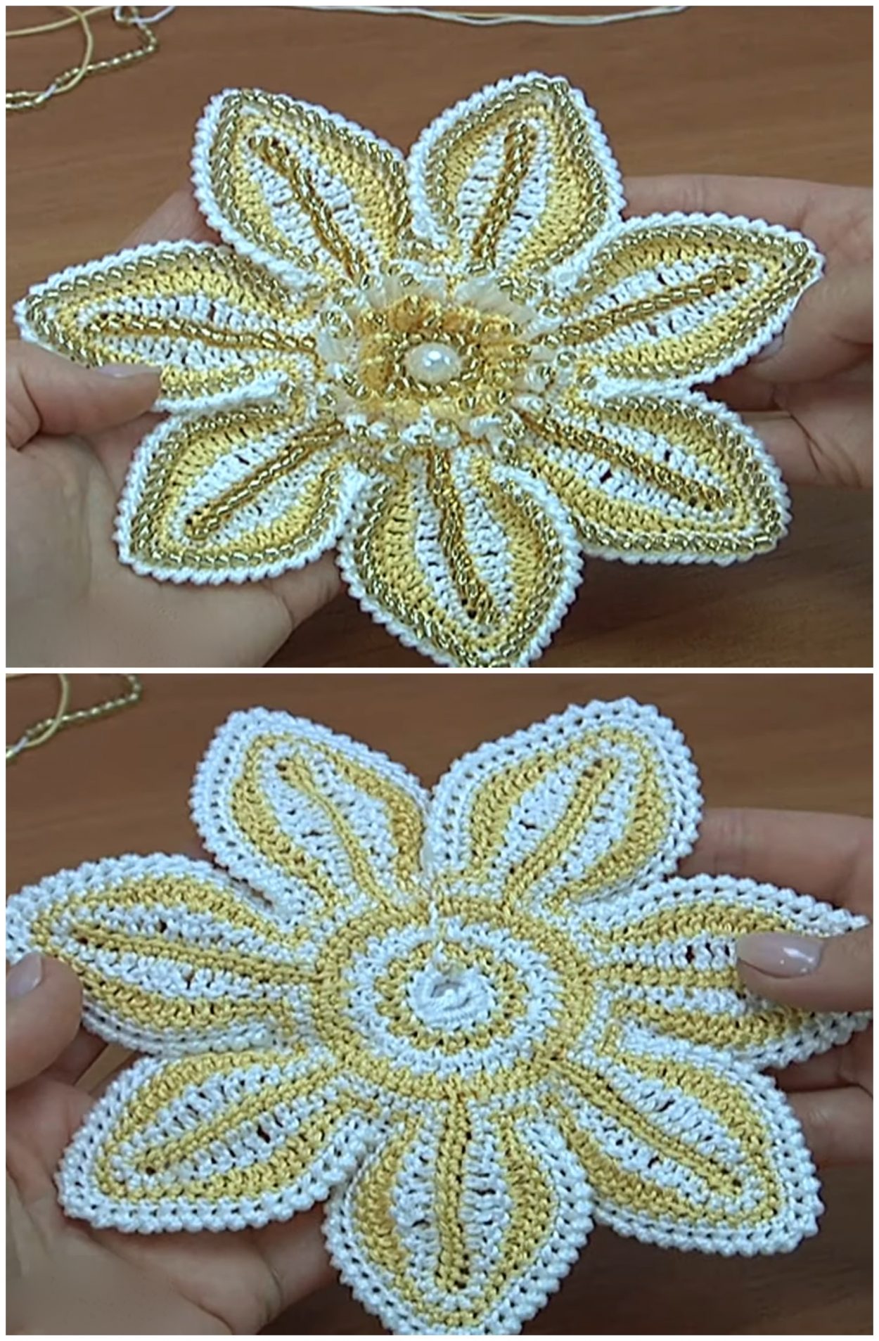 Crochet 3 D Flower With Beads We Love Crochet